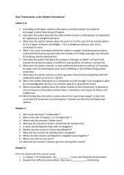 English Worksheet: Frankenstein Quiz