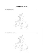 English Worksheet: The British Isles Coloring Activity