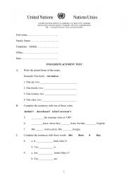 English Worksheet: placement test