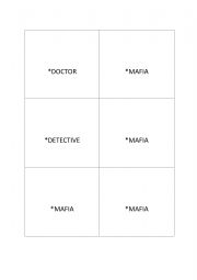 English Worksheet: Mafia - roles cards to print