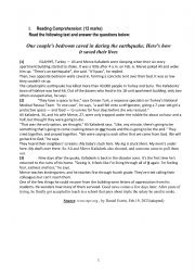 English Worksheet: 3rd form 3rd end exam reading