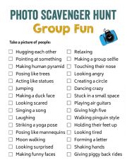 English Worksheet: scavenger hunt elementary