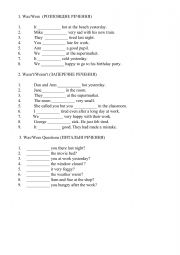 English Worksheet: Was/ Were