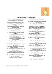English Worksheet: Lemon Boy - The Cavetown - worksheet