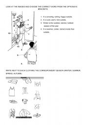 English Worksheet: Weather and Clothes 