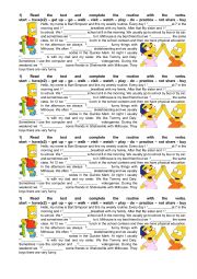 English Worksheet: Present simple Bart�s routine (x4)