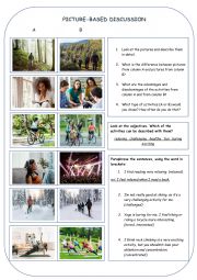 English Worksheet: Picture-Based discussion (indoor and outdoor activities)
