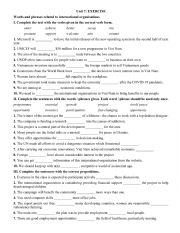 English Worksheet: INTERNATIONAL ORGANIZATIONS 