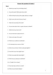 English Worksheet: Answer the questions