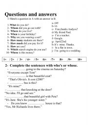 English Worksheet: Wh questions