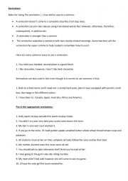 English Worksheet: Semicolons