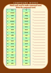 English Worksheet: Compound Words