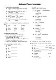 English Worksheet: Clothes and Present Progressive