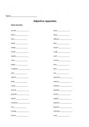 English Worksheet: Adjective opposites
