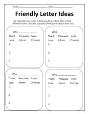 English Worksheet: Friendly letter ideas
