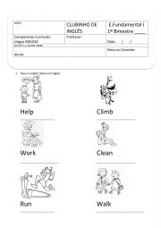 English Worksheet: ACTION VERBS