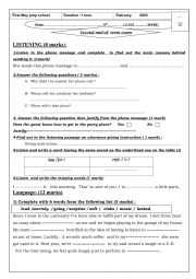English Worksheet: exam 2 for 8th form