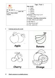 English Worksheet: fruit worksheet