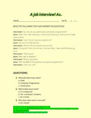 JOB INTERVIEW -SIMPLE PRESENT