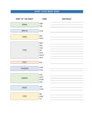 English Worksheet: What your body does