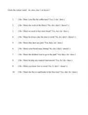 English Worksheet: Do/Don�t/Does/Doesn�t