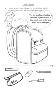 School Supplies - ESL worksheet by kr3n