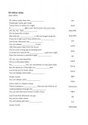 English Worksheet: 93 million miles _ Jason Mraz