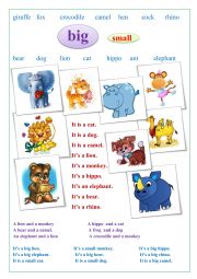 English Worksheet: Animals: big - small