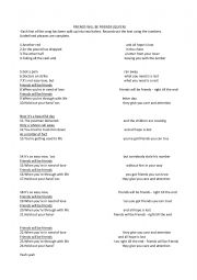 English Worksheet: FRIENDS WILL BE FRIENDS (QUEEN)