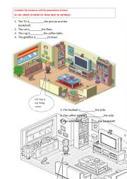 Prepositions of place and living room
