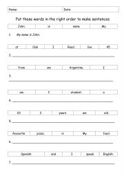 English Worksheet: Personal Information