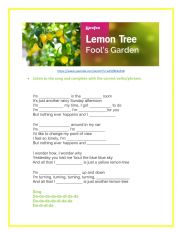 English Worksheet: Lemon tree - Song completion exercise