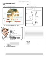English Worksheet: Parts of the body and face to describe people