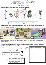 English Worksheet: Regular show: Rigby�s Body 