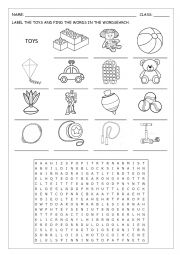 English Worksheet: TOYS WORDSEARCH