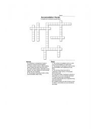 English Worksheet: Accomodation Vocab Crossword