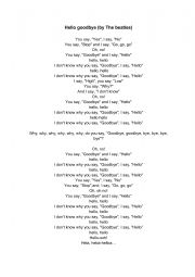 English Worksheet: Hello goodbye song by The beatles