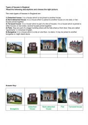English Worksheet: Types of houses in England