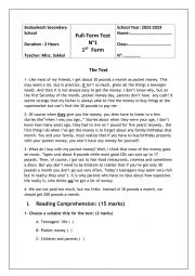 English Worksheet: Exam
