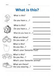 English Worksheet: what is this? starters exam help