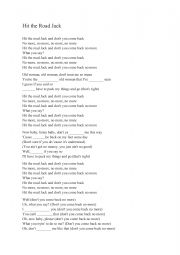 English Worksheet: Hit the road Jack song practice