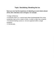 English Worksheet: Socializing - business english