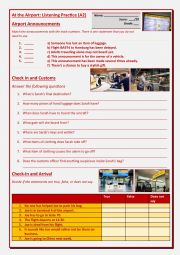 English Worksheet: At the Airport: Listening Practice (A2)