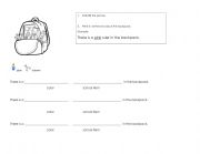 English Worksheet: Backpack and Lunch Box sentence cloze