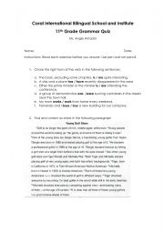 English Worksheet: Diagnostic test