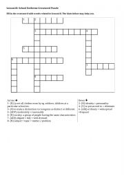 English Worksheet: Lesson18: School Uniforms Crossword puzzle