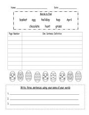 English Worksheet: Easter dictionary skills