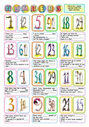 English Worksheet: Numbers