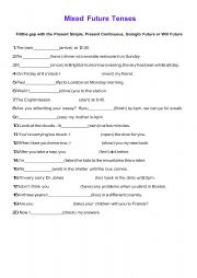 English Worksheet: Mixed future tenses