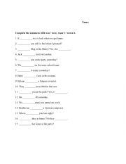 English Worksheet: Was/ wasnt, were/ werent